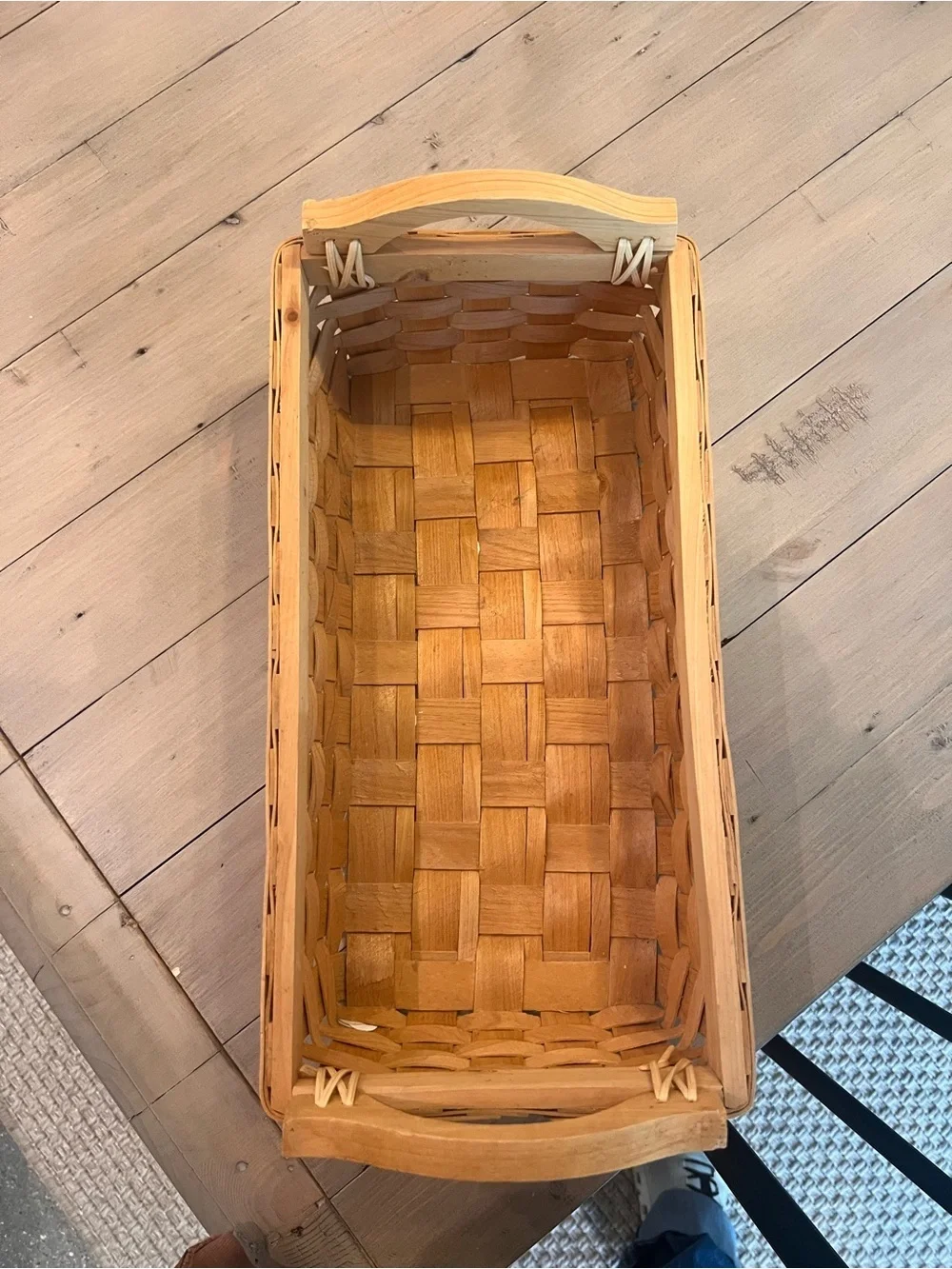 Handwoven Rectangular Serving Basket with Built-In Handles - Tan